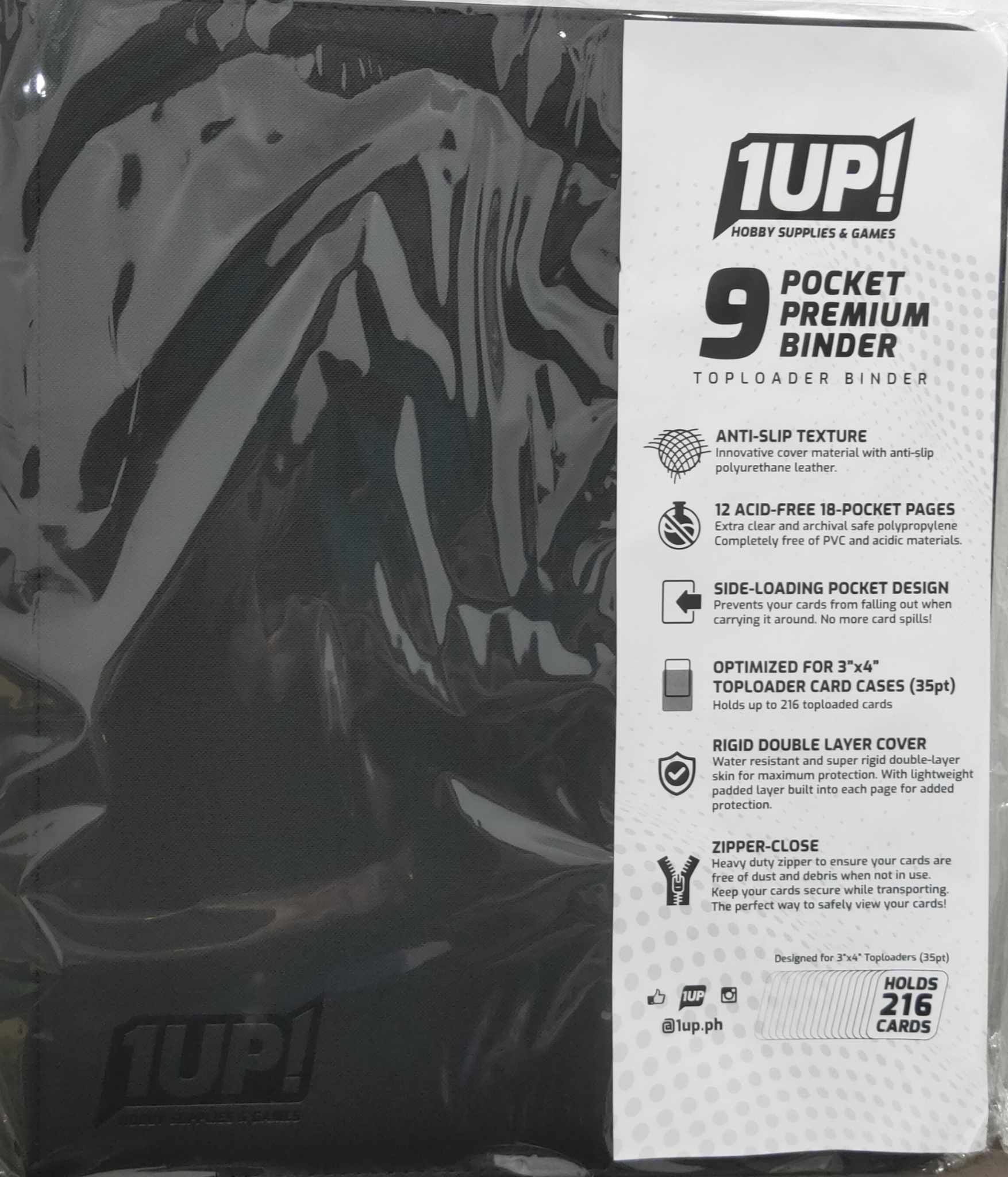 1UP – 9 Pocket – Premium Top Loader Binder – Black – Block 101 Hobbies Store