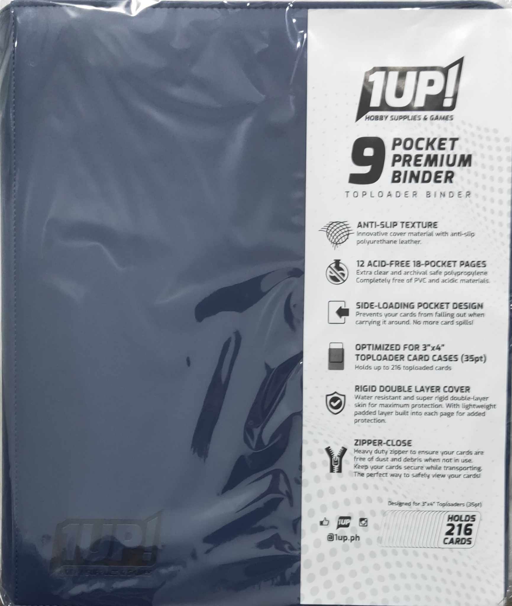 1UP – 9 Pocket – Premium Top Loader Binder – Navy Blue